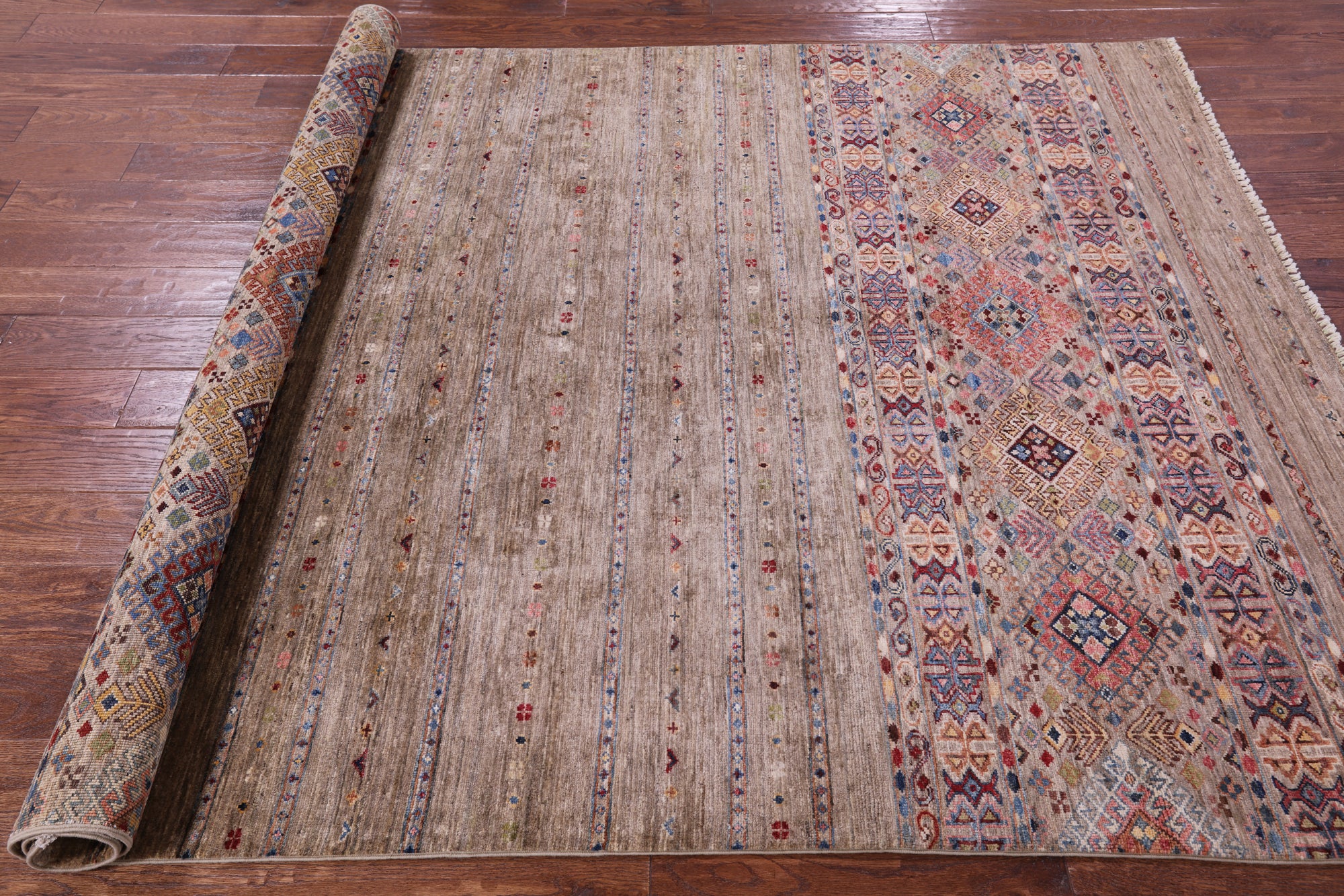 Khorjin Persian Gabbeh Hand Knotted Wool Rug - 5' 10" X 8' 0" - Golden Nile