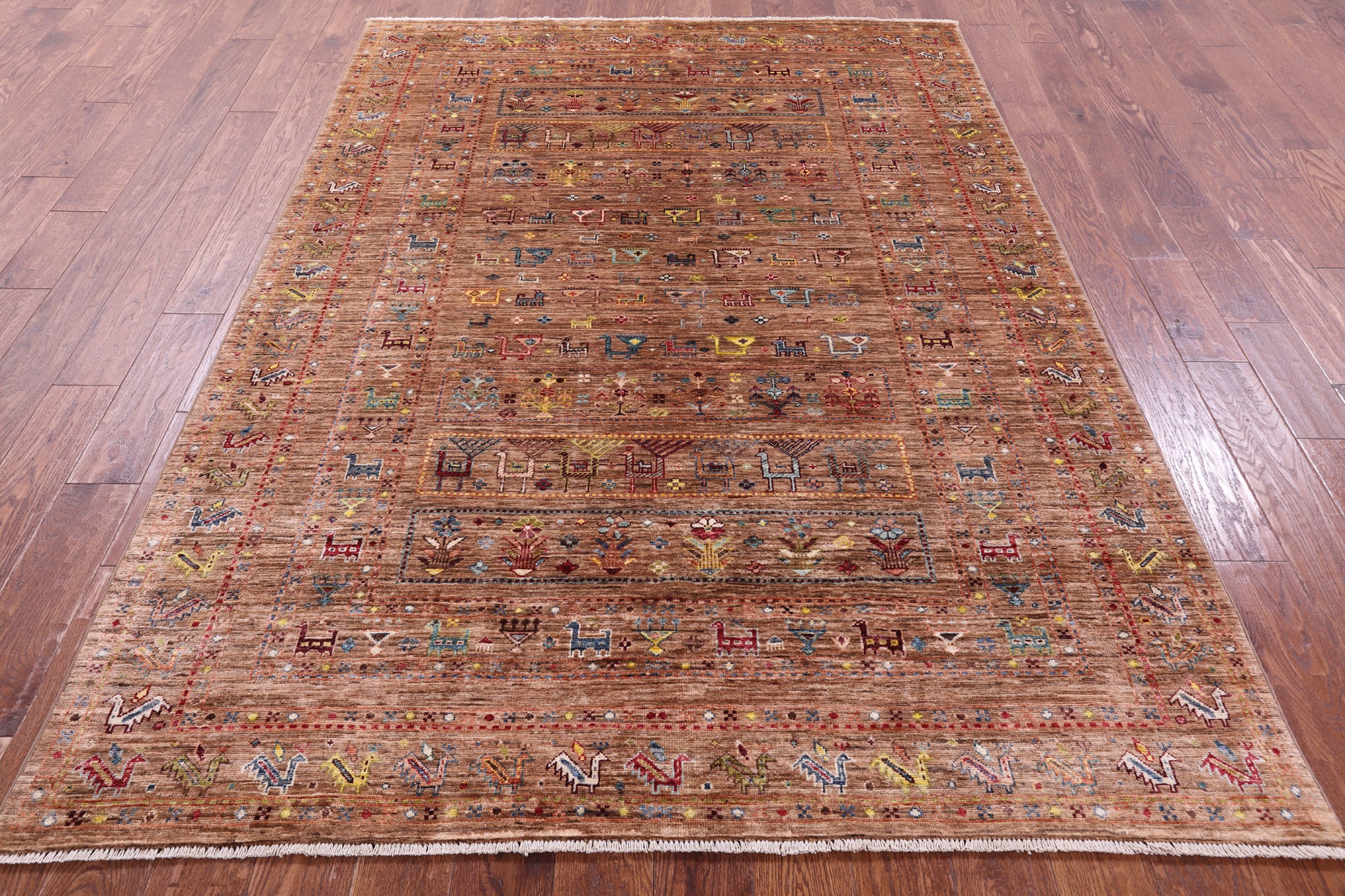 Tribal Persian Gabbeh Hand Knotted Wool Rug - 5' 9" X 8' 0" - Golden Nile