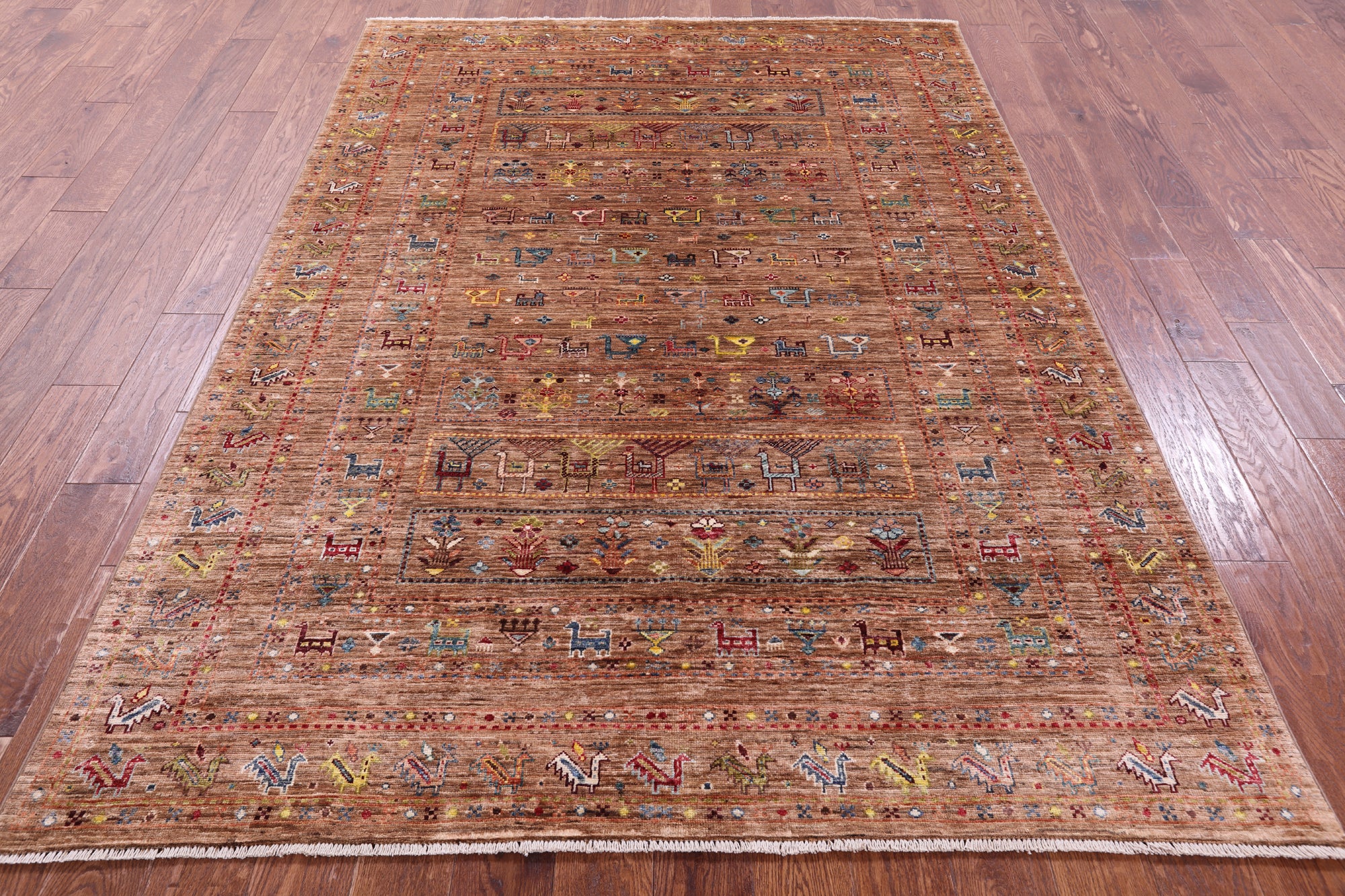 Tribal Persian Gabbeh Hand Knotted Wool Rug - 5' 9" X 8' 0" - Golden Nile