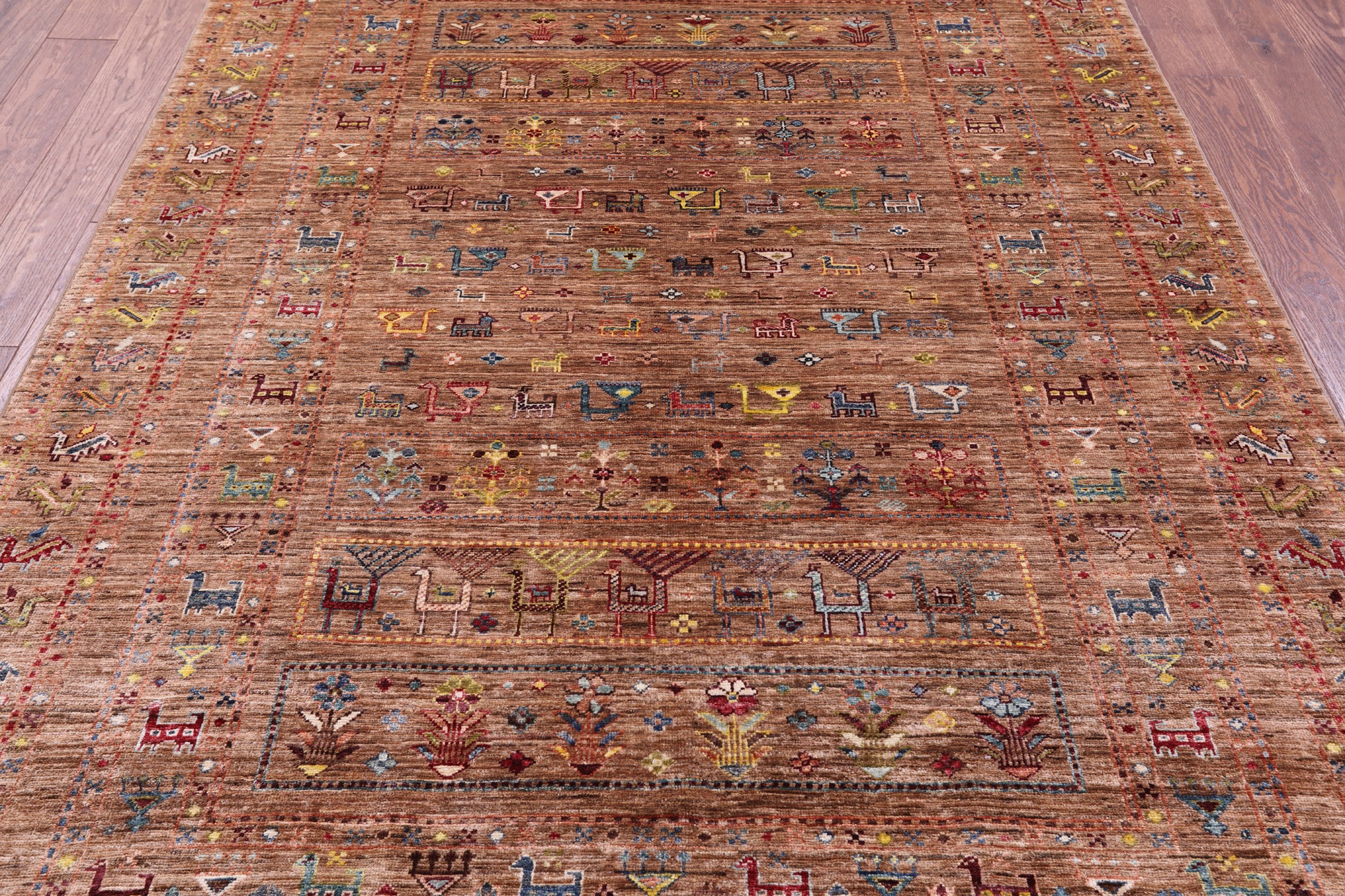 Tribal Persian Gabbeh Hand Knotted Wool Rug - 5' 9" X 8' 0" - Golden Nile
