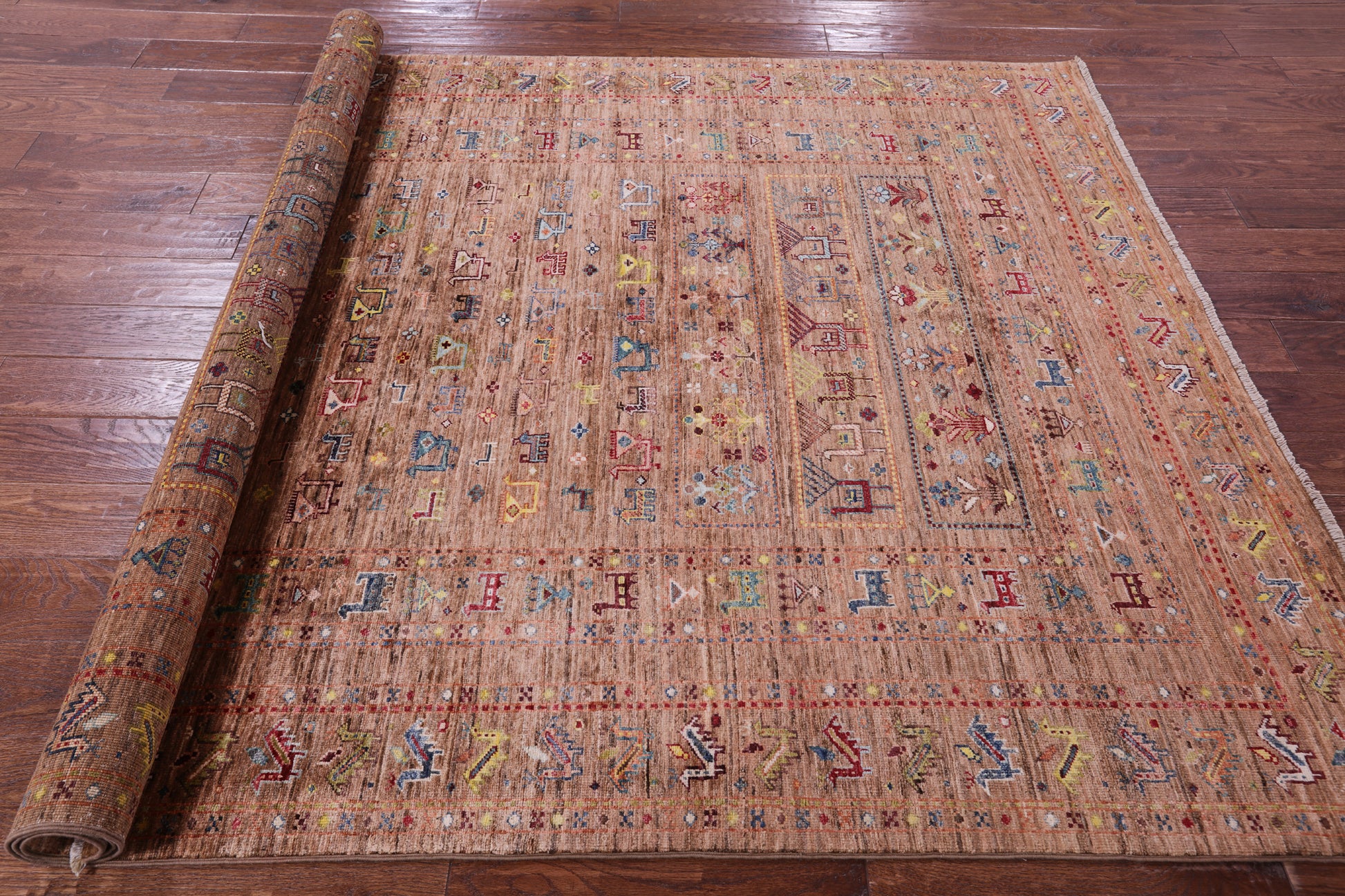 Tribal Persian Gabbeh Hand Knotted Wool Rug - 5' 9" X 8' 0" - Golden Nile