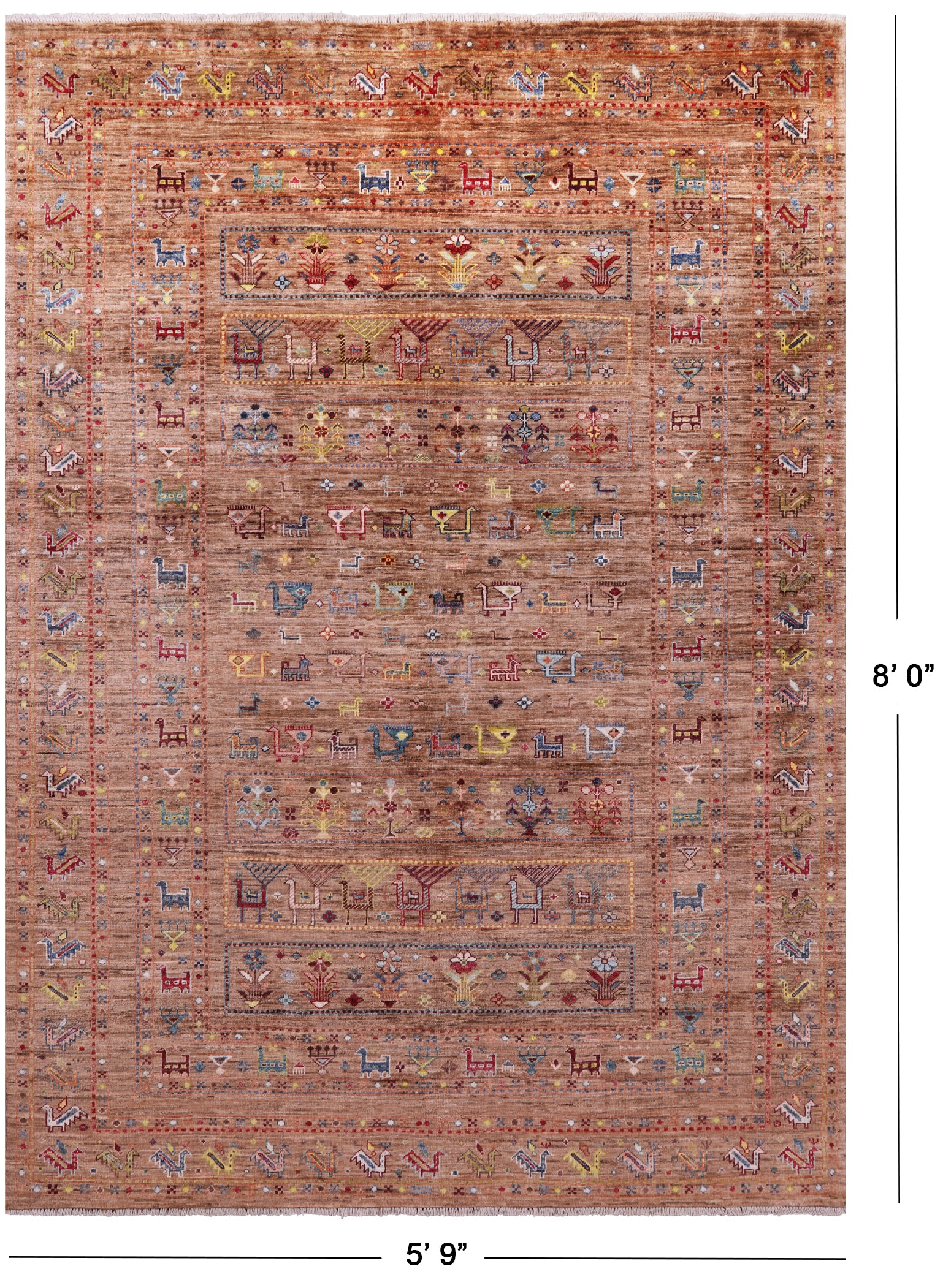 Tribal Persian Gabbeh Hand Knotted Wool Rug - 5' 9" X 8' 0" - Golden Nile