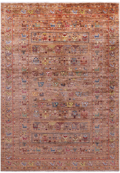 Tribal Persian Gabbeh Hand Knotted Wool Rug - 5' 9" X 8' 0" - Golden Nile