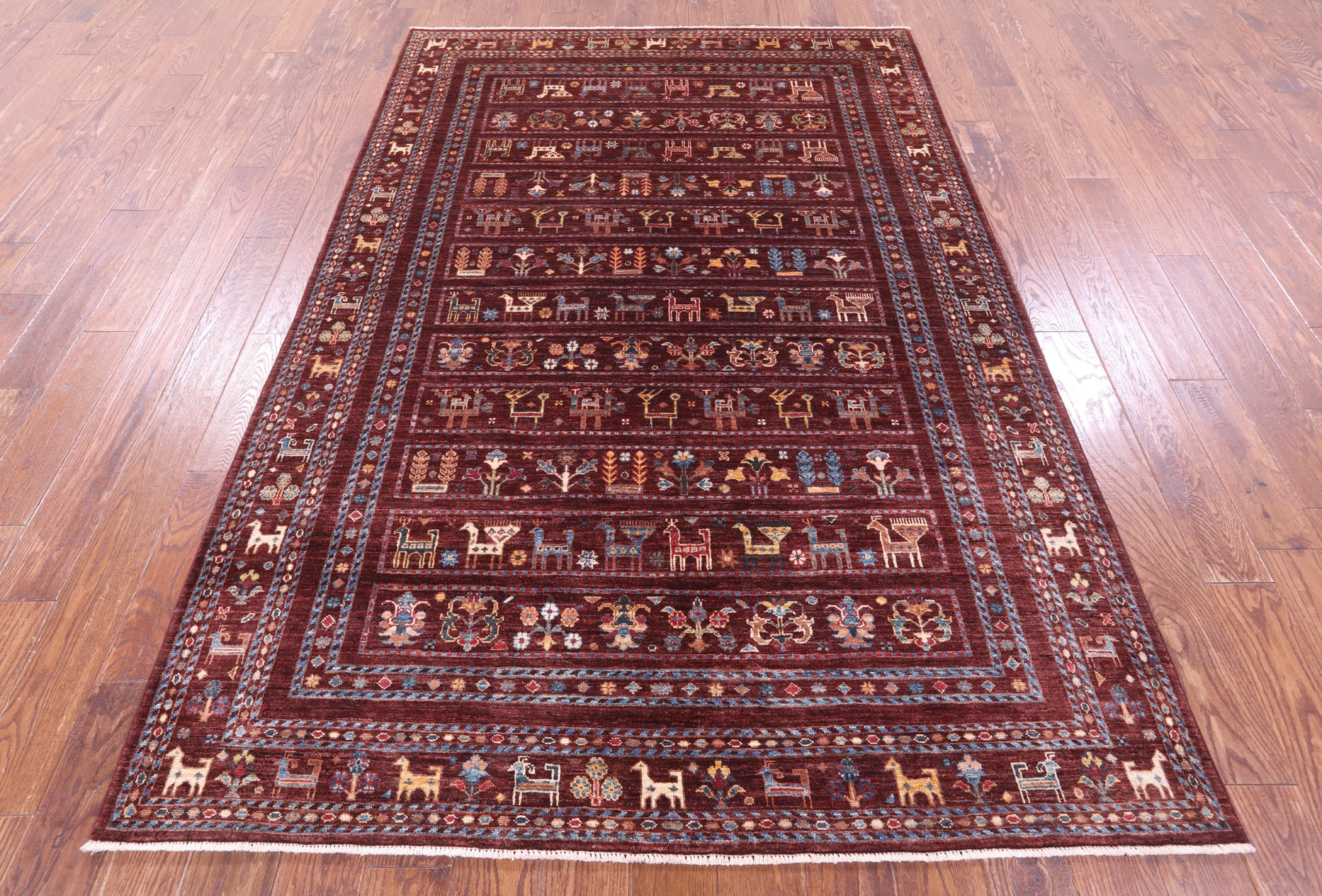 Tribal Persian Gabbeh Hand Knotted Wool Rug - 5' 6" X 8' 3" - Golden Nile