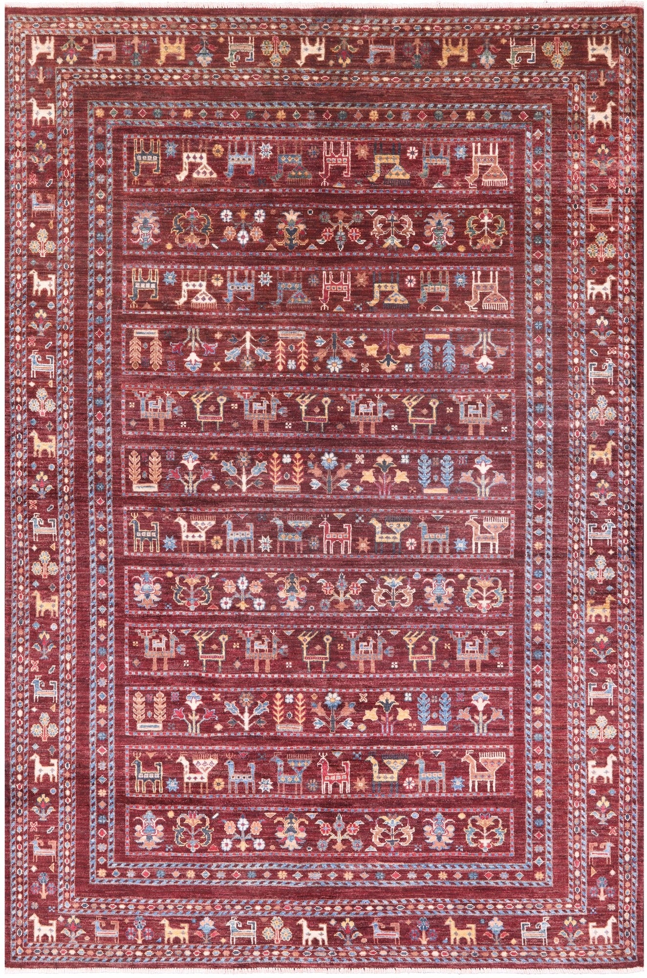 Tribal Persian Gabbeh Hand Knotted Wool Rug - 5' 6" X 8' 3" - Golden Nile