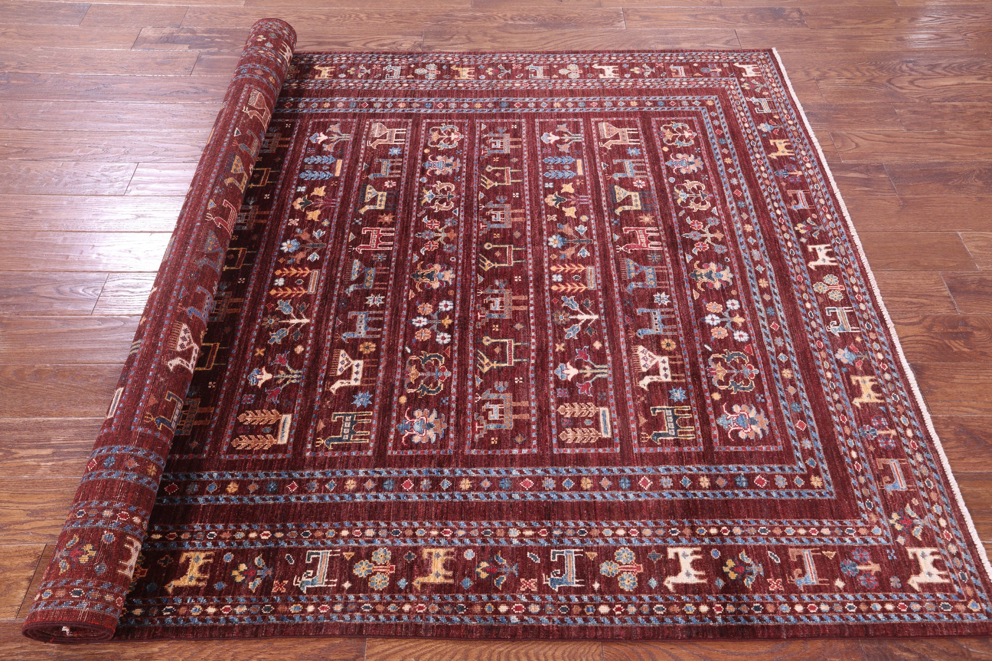 Tribal Persian Gabbeh Hand Knotted Wool Rug - 5' 6" X 8' 3" - Golden Nile