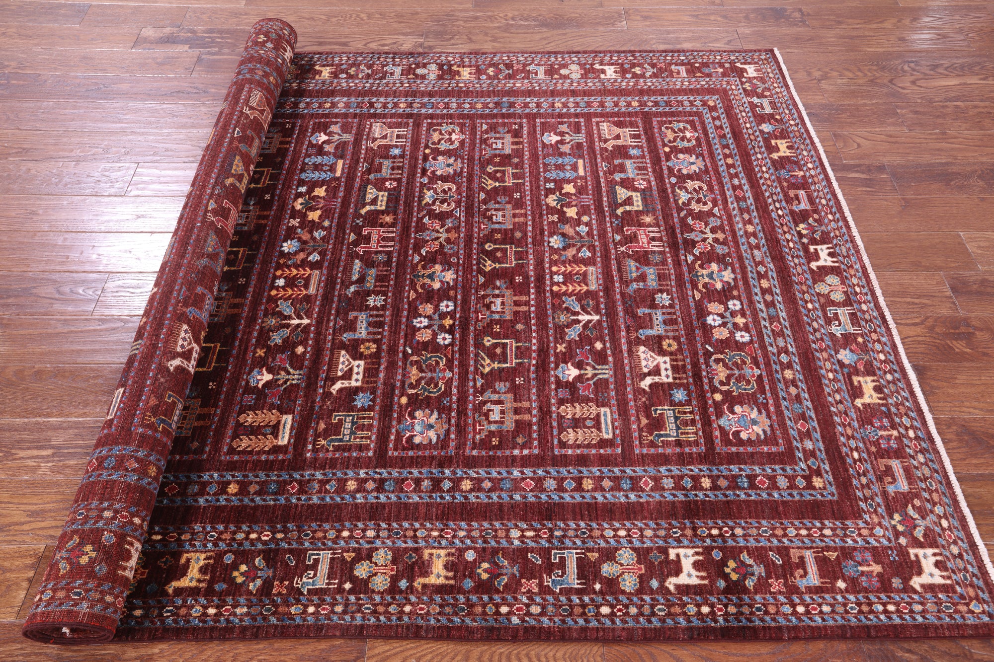 Tribal Persian Gabbeh Hand Knotted Wool Rug - 5' 6" X 8' 3" - Golden Nile