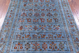 Blue Tribal Persian Gabbeh Hand Knotted Wool Rug - 4' 11" X 7' 0" - Golden Nile