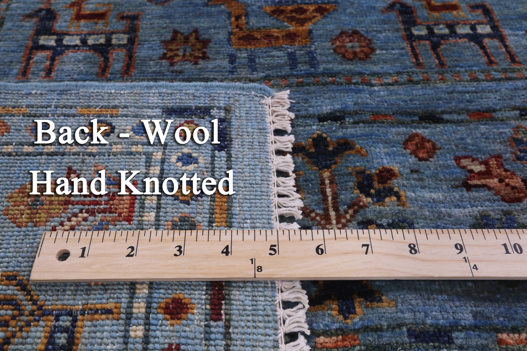 Blue Tribal Persian Gabbeh Hand Knotted Wool Rug - 4' 11" X 7' 0" - Golden Nile