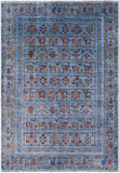 Blue Tribal Persian Gabbeh Hand Knotted Wool Rug - 4' 11" X 7' 0" - Golden Nile