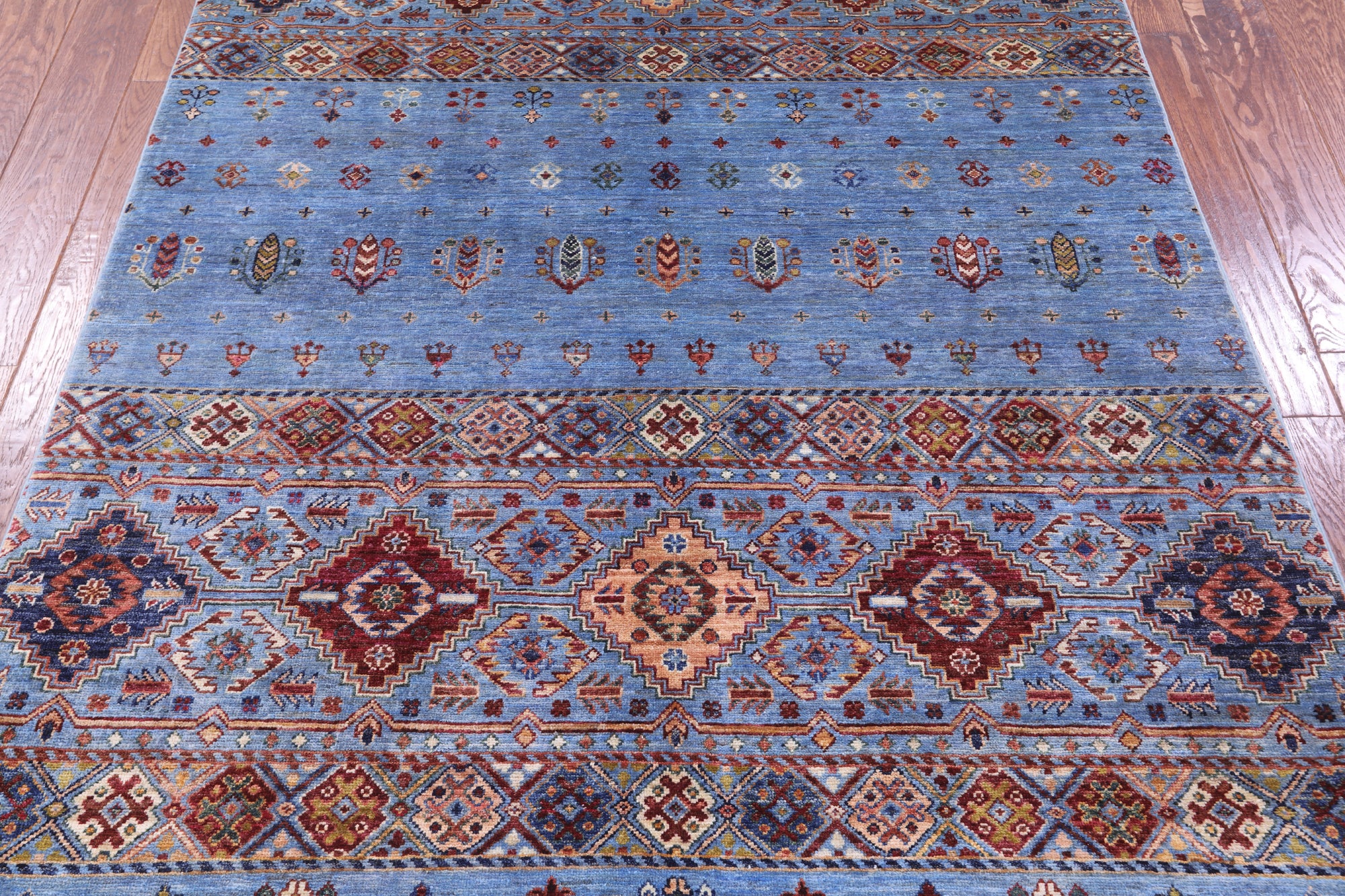 Blue Khorjin Persian Gabbeh Handmade Wool Rug - 5' 0" X 6' 9" - Golden Nile