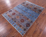 Blue Khorjin Persian Gabbeh Handmade Wool Rug - 5' 0" X 6' 9" - Golden Nile