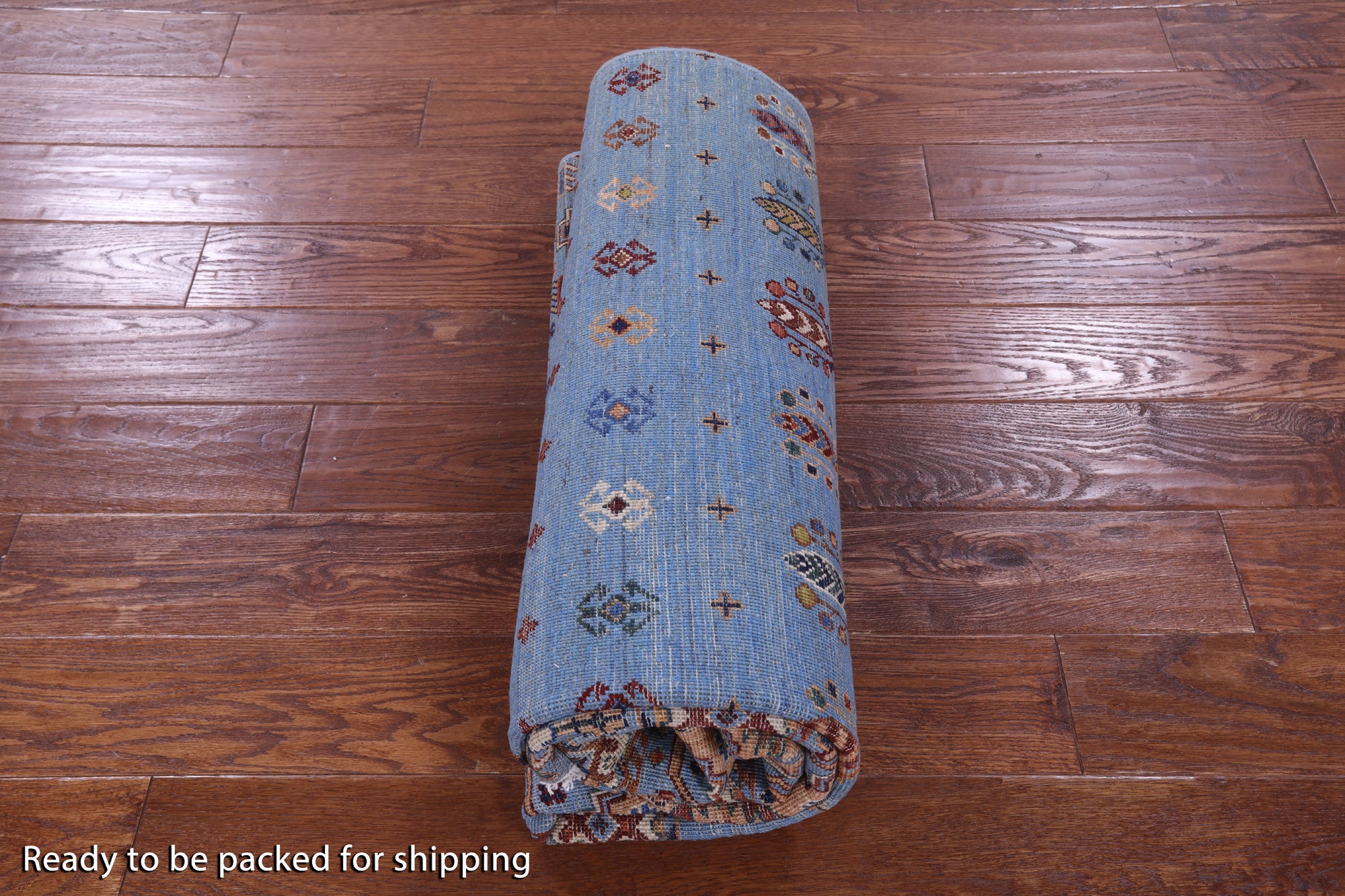Blue Khorjin Persian Gabbeh Handmade Wool Rug - 5' 0" X 6' 9" - Golden Nile