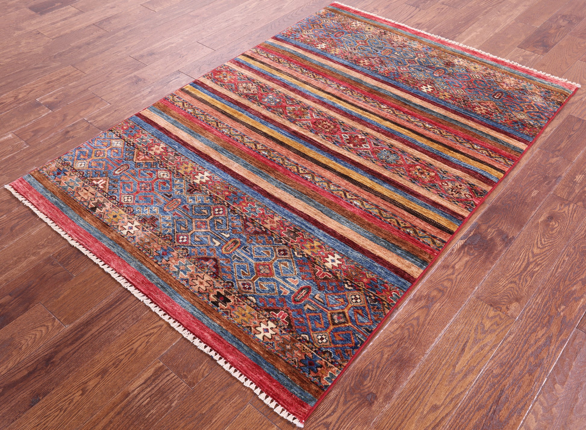 Khorjin Persian Gabbeh Hand Knotted Wool Rug - 4' 1" X 6' 0" - Golden Nile