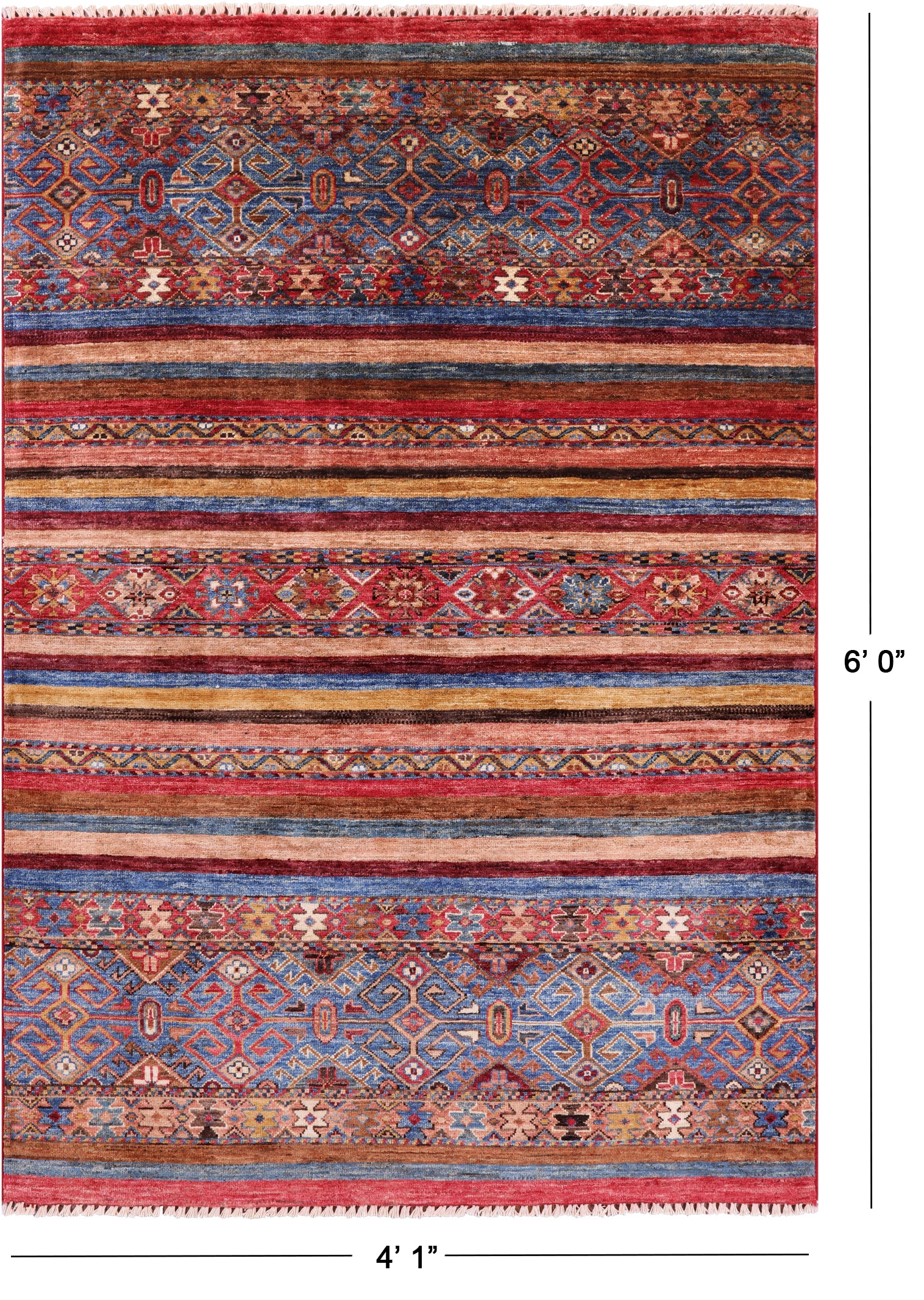 Khorjin Persian Gabbeh Hand Knotted Wool Rug - 4' 1" X 6' 0" - Golden Nile