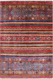 Khorjin Persian Gabbeh Hand Knotted Wool Rug - 4' 1" X 6' 0" - Golden Nile