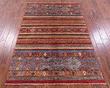 Khorjin Persian Gabbeh Hand Knotted Wool Rug - 4' 2" X 6' 2" - Golden Nile