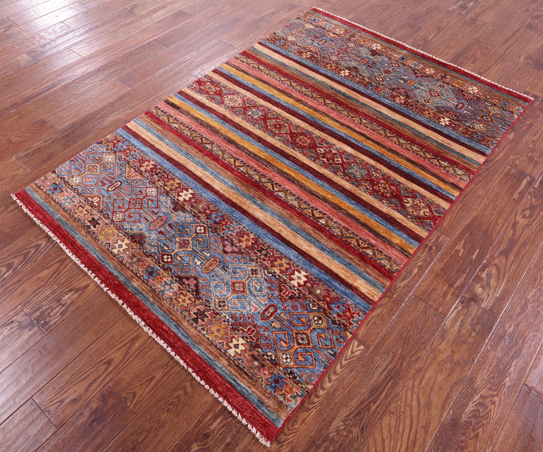 Khorjin Persian Gabbeh Hand Knotted Wool Rug - 4' 2" X 6' 2" - Golden Nile