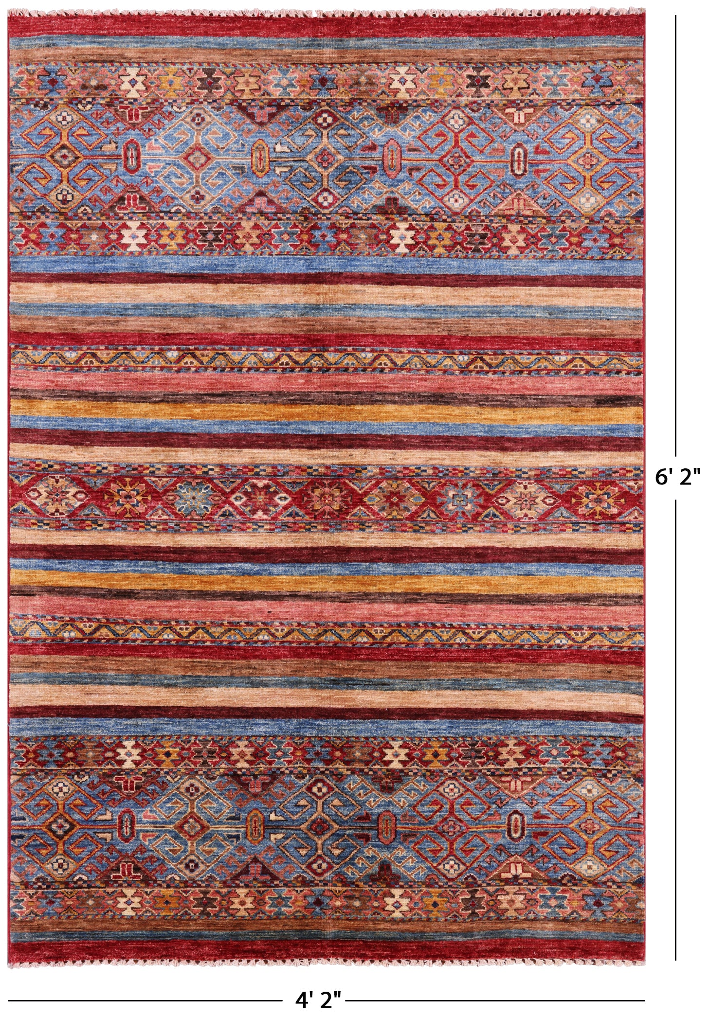 Khorjin Persian Gabbeh Hand Knotted Wool Rug - 4' 2" X 6' 2" - Golden Nile