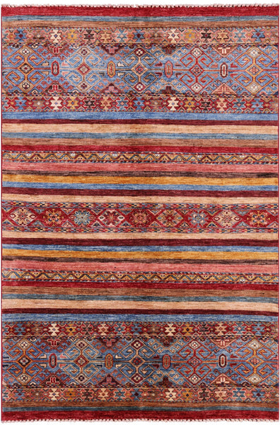 Khorjin Persian Gabbeh Hand Knotted Wool Rug - 4' 2" X 6' 2" - Golden Nile