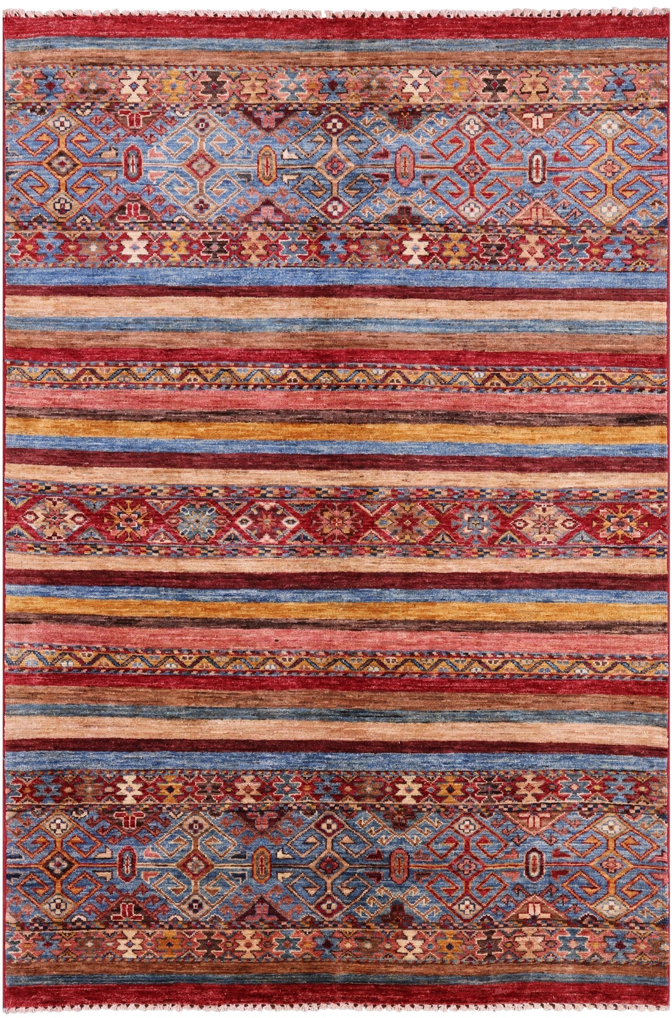 Khorjin Persian Gabbeh Hand Knotted Wool Rug - 4' 2" X 6' 2" - Golden Nile