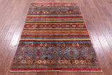 Khorjin Persian Gabbeh Hand Knotted Wool Rug - 4' 0" X 6' 2" - Golden Nile