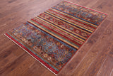 Khorjin Persian Gabbeh Hand Knotted Wool Rug - 4' 0" X 6' 2" - Golden Nile