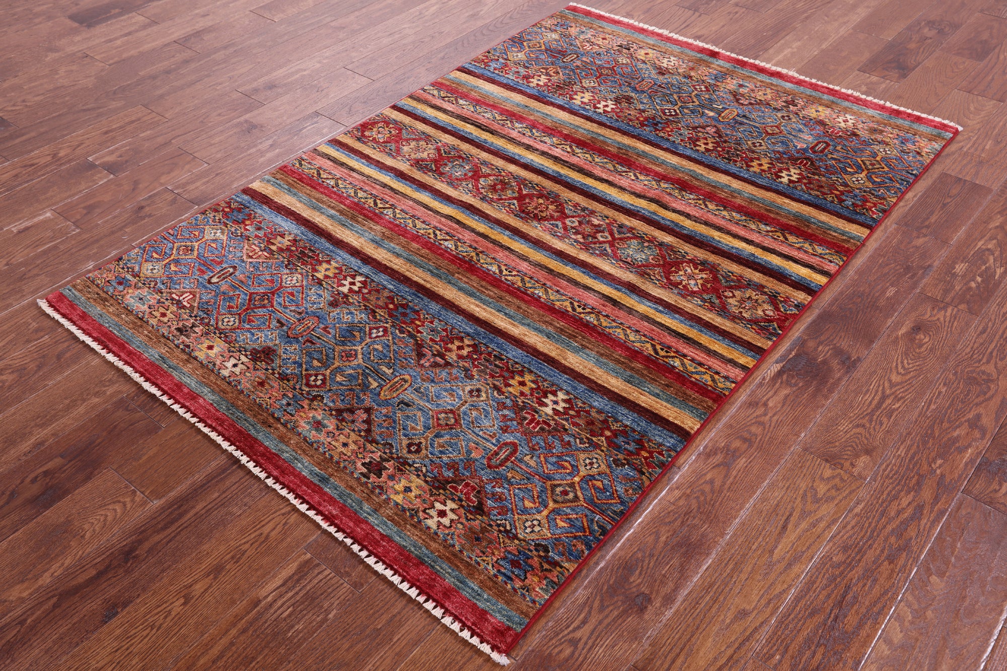 Khorjin Persian Gabbeh Hand Knotted Wool Rug - 4' 0" X 6' 2" - Golden Nile