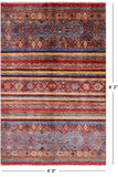 Khorjin Persian Gabbeh Hand Knotted Wool Rug - 4' 0" X 6' 2" - Golden Nile