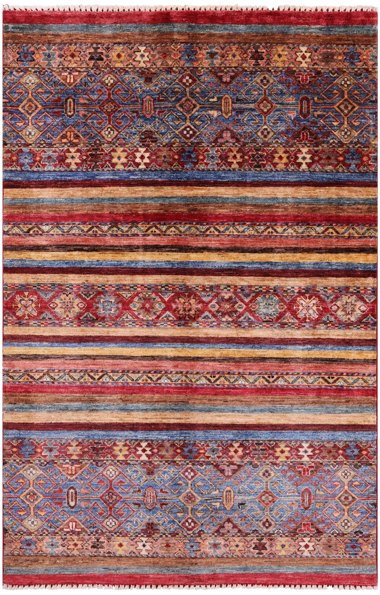 Khorjin Persian Gabbeh Hand Knotted Wool Rug - 4' 0" X 6' 2" - Golden Nile