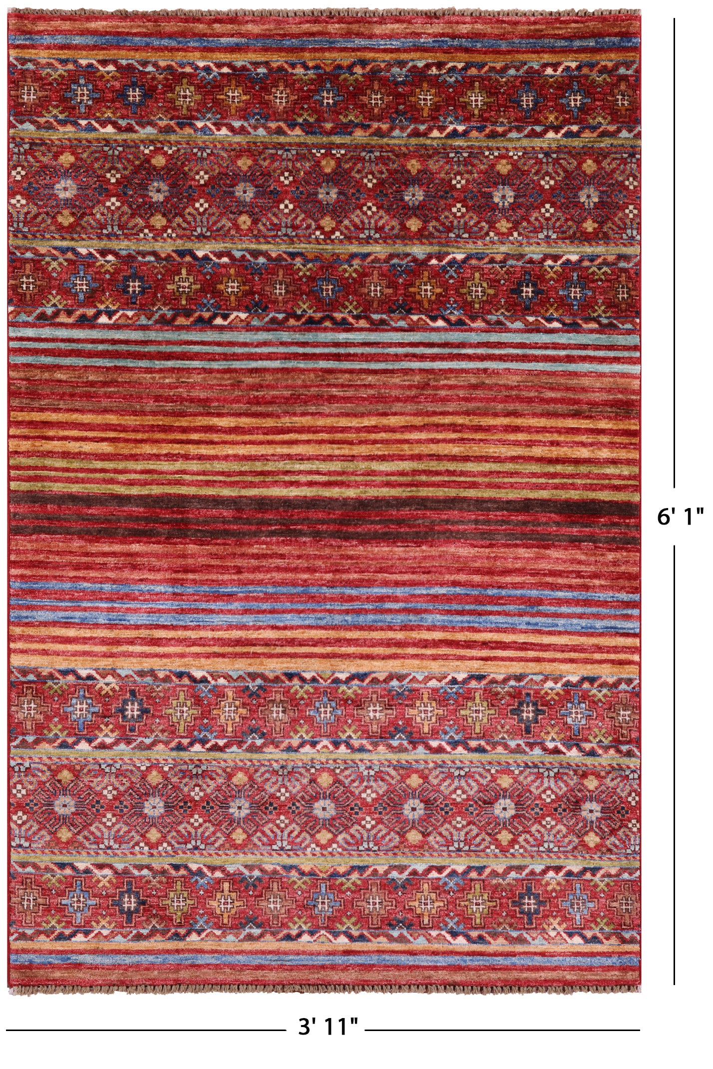 Khorjin Persian Gabbeh Hand Knotted Wool Rug - 3' 11" X 6' 1" - Golden Nile