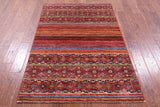 Khorjin Persian Gabbeh Hand Knotted Wool Rug - 3' 11" X 6' 1" - Golden Nile