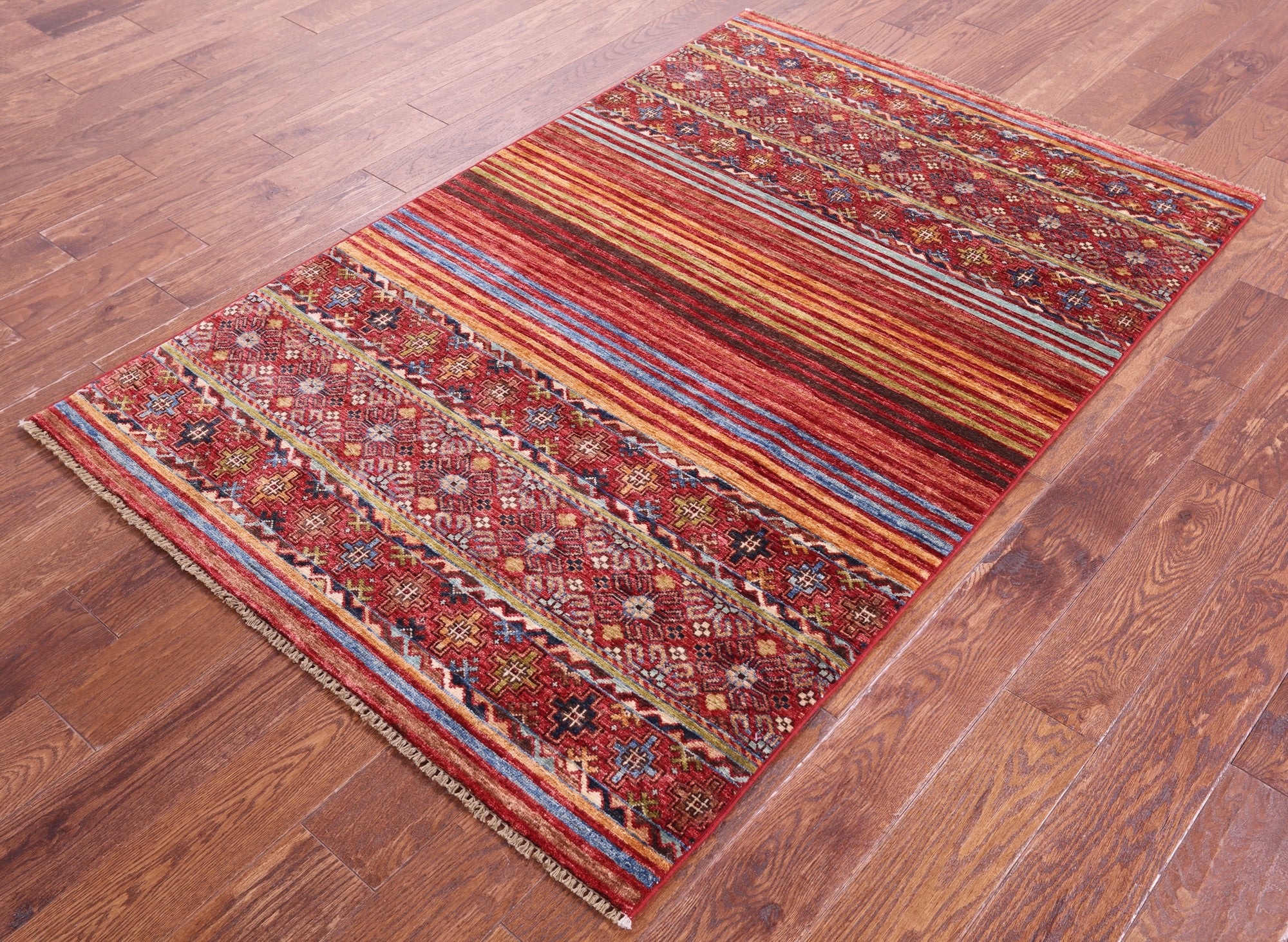 Khorjin Persian Gabbeh Hand Knotted Wool Rug - 3' 11" X 6' 1" - Golden Nile