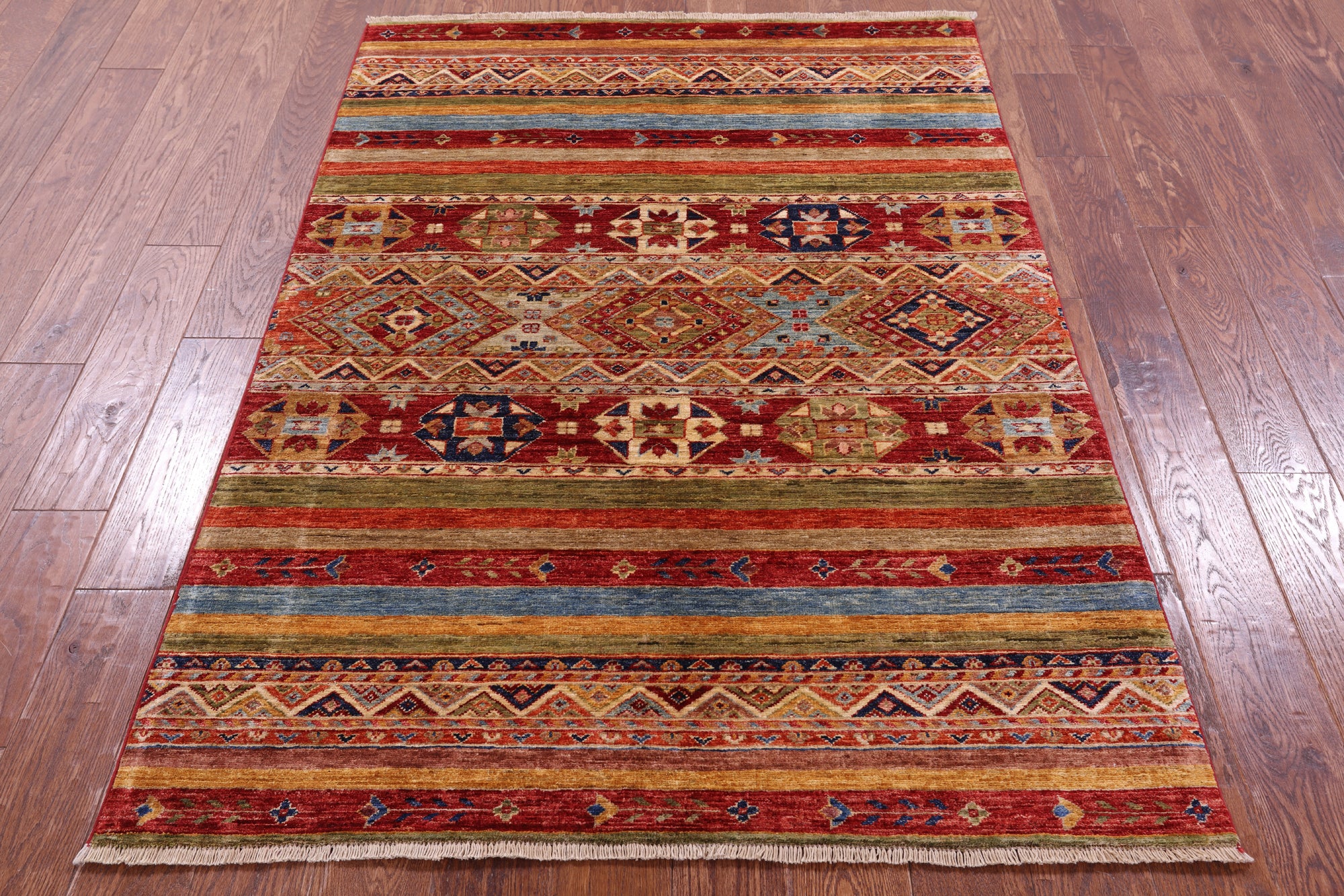 Khorjin Persian Gabbeh Hand Knotted Wool Rug - 4' 1" X 5' 10" - Golden Nile
