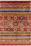 Khorjin Persian Gabbeh Hand Knotted Wool Rug - 4' 1" X 5' 10" - Golden Nile