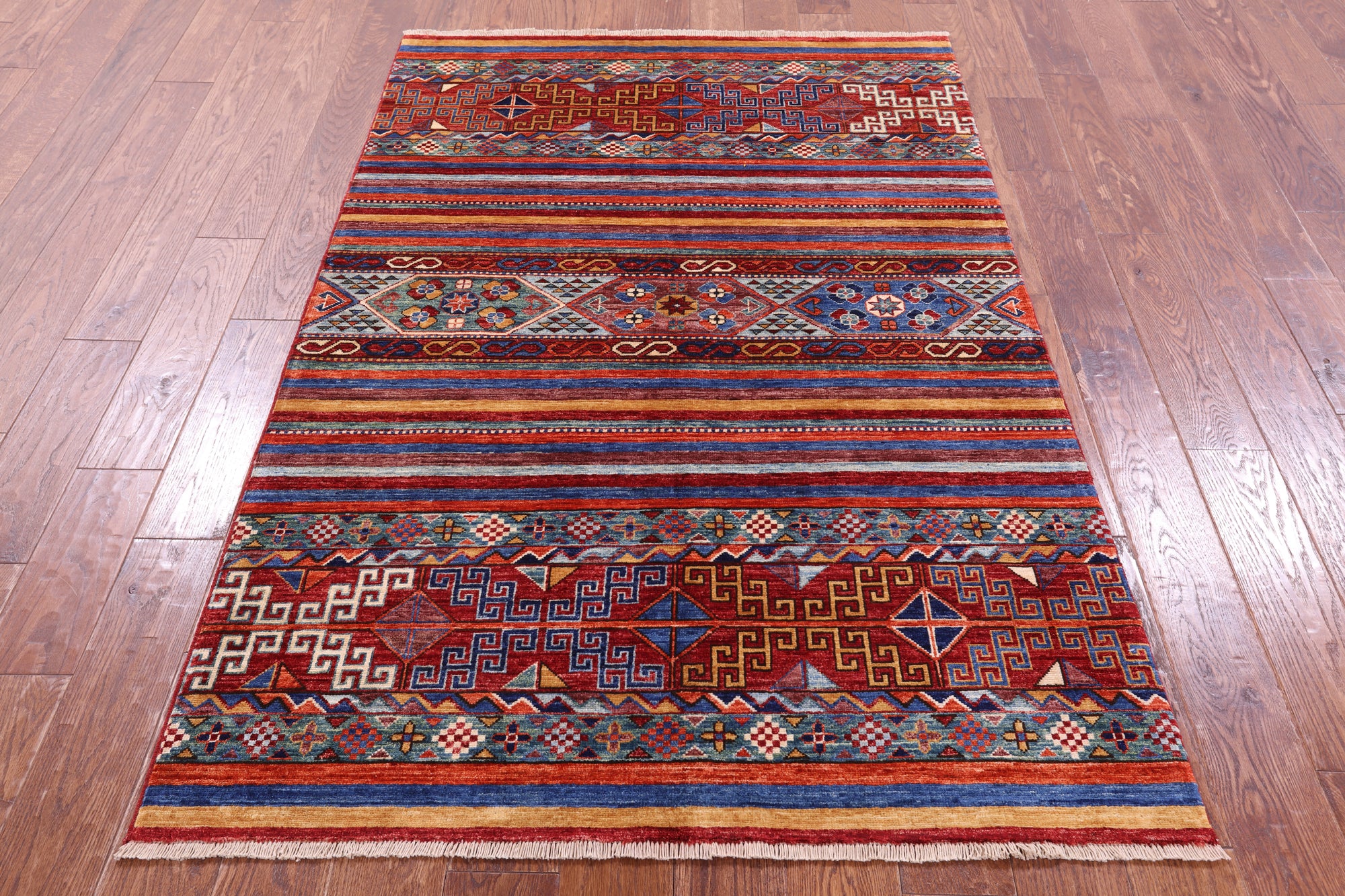 Khorjin Persian Gabbeh Hand Knotted Wool Rug - 4' 1" X 6' 3" - Golden Nile