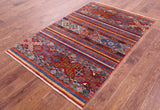 Khorjin Persian Gabbeh Hand Knotted Wool Rug - 4' 1" X 6' 3" - Golden Nile