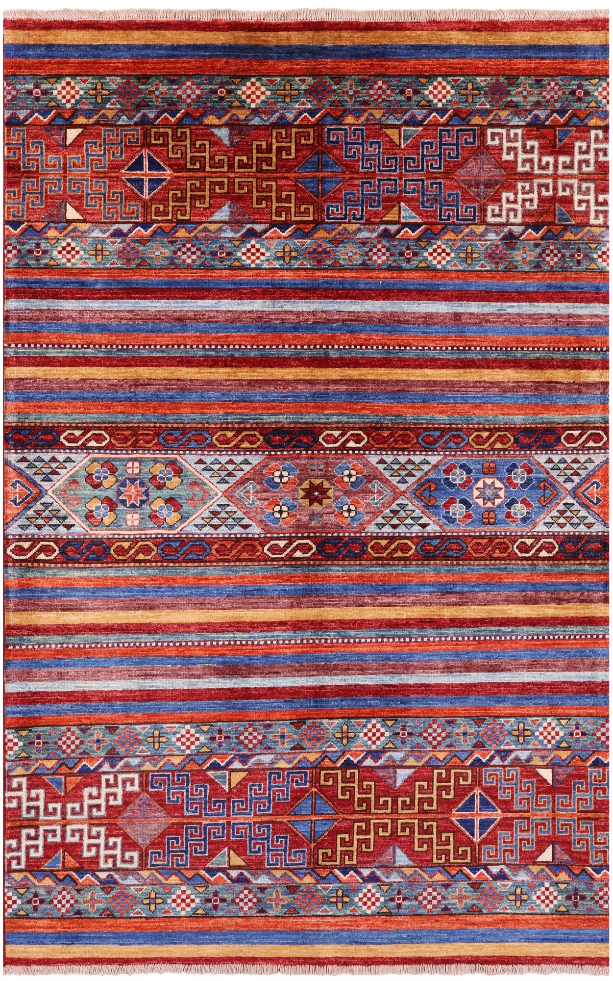 Khorjin Persian Gabbeh Hand Knotted Wool Rug - 4' 1" X 6' 3" - Golden Nile