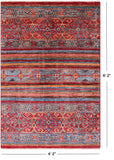 Khorjin Persian Gabbeh Hand Knotted Wool Rug - 4' 2" X 6' 2" - Golden Nile
