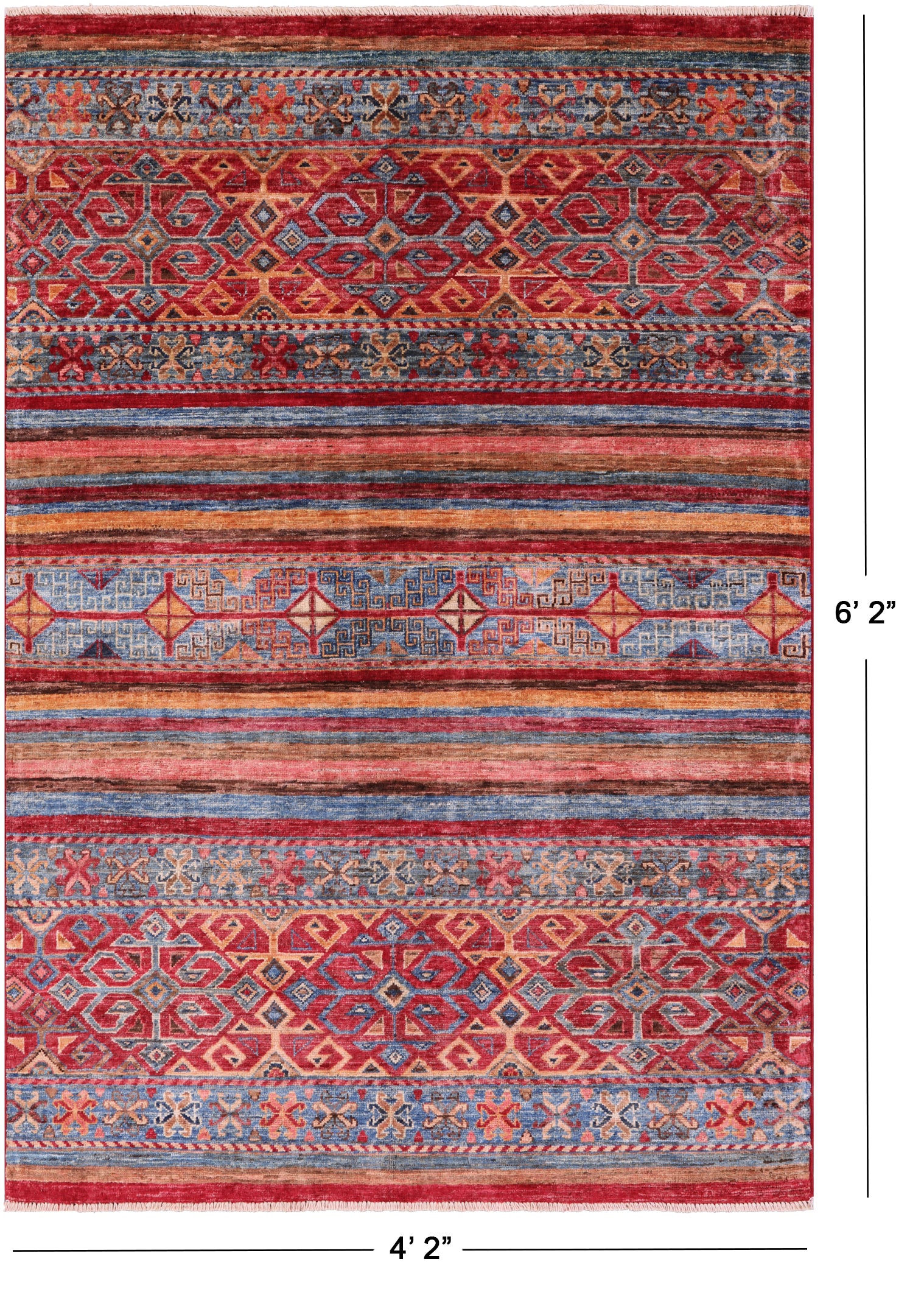 Khorjin Persian Gabbeh Hand Knotted Wool Rug - 4' 2" X 6' 2" - Golden Nile
