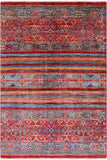 Khorjin Persian Gabbeh Hand Knotted Wool Rug - 4' 2" X 6' 2" - Golden Nile