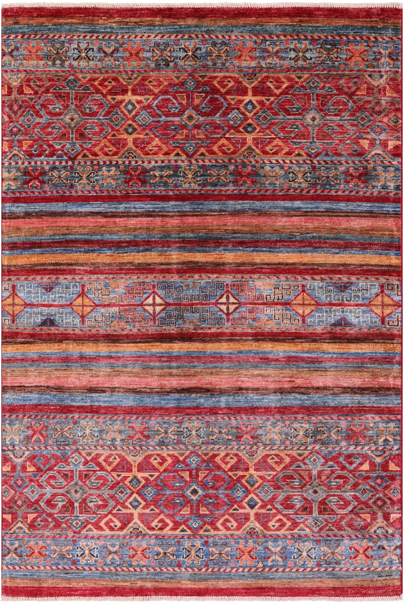 Khorjin Persian Gabbeh Hand Knotted Wool Rug - 4' 2" X 6' 2" - Golden Nile