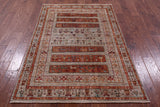 Tribal Persian Gabbeh Hand Knotted Wool Rug - 4' 1" X 6' 2" - Golden Nile
