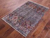 Grey Khorjin Persian Gabbeh Hand Knotted Wool Rug - 2' 10" X 4' 3" - Golden Nile