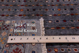 Grey Khorjin Persian Gabbeh Hand Knotted Wool Rug - 2' 10" X 4' 3" - Golden Nile