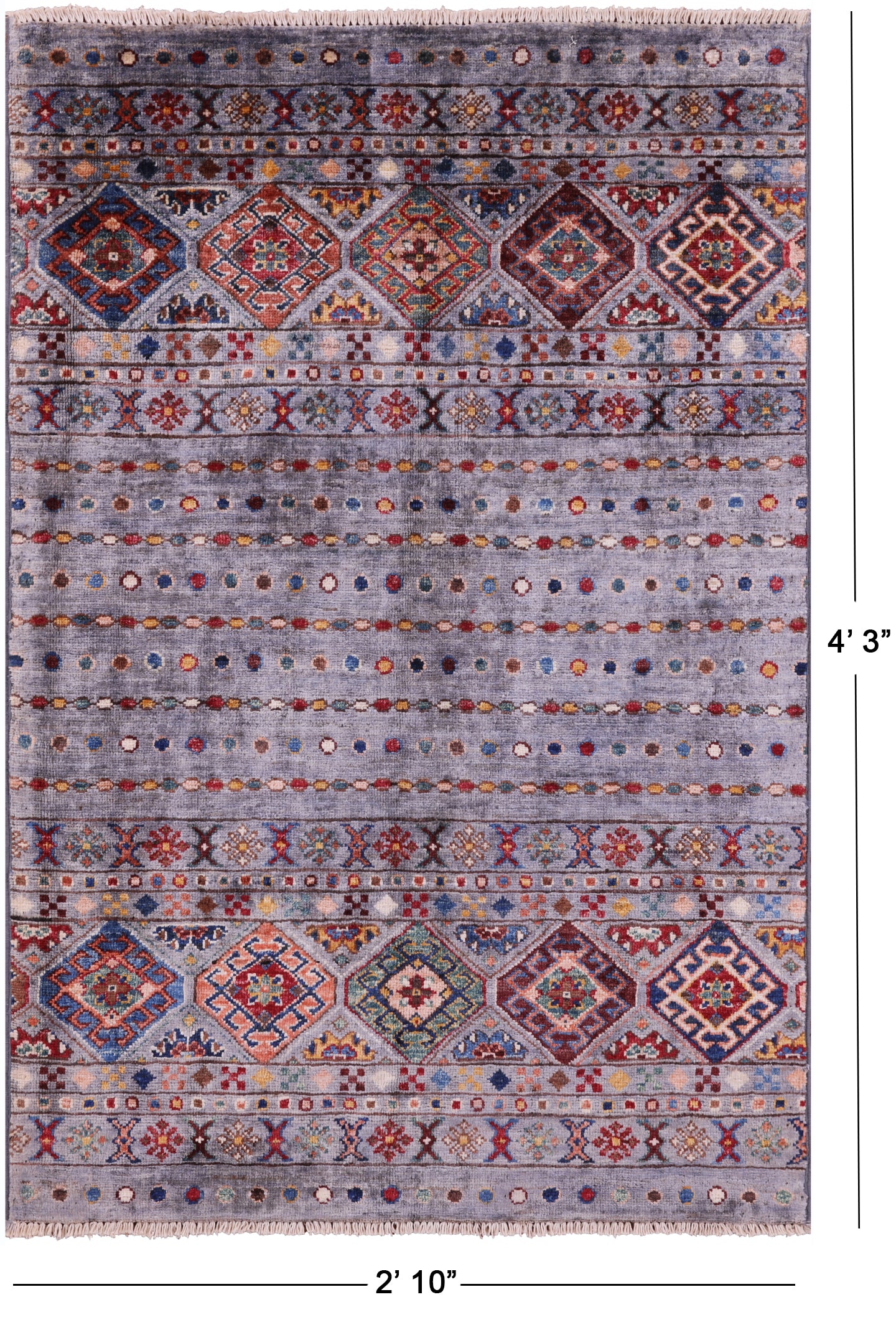 Grey Khorjin Persian Gabbeh Hand Knotted Wool Rug - 2' 10" X 4' 3" - Golden Nile