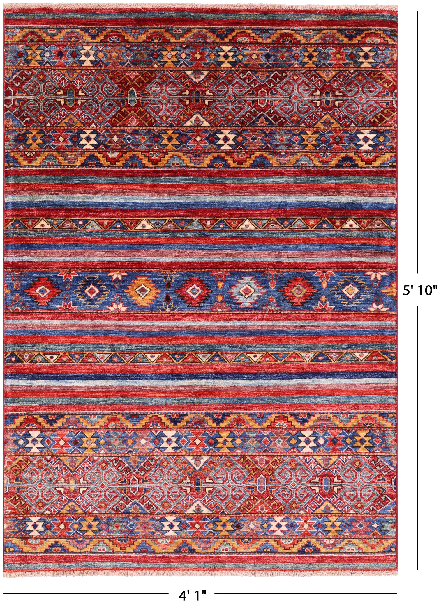 Khorjin Persian Gabbeh Hand Knotted Wool Rug - 4' 1" X 5' 10" - Golden Nile