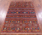 Khorjin Persian Gabbeh Hand Knotted Wool Rug - 4' 1" X 5' 10" - Golden Nile