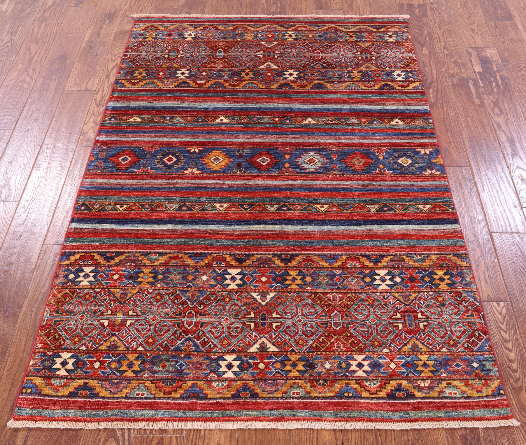 Khorjin Persian Gabbeh Hand Knotted Wool Rug - 4' 1" X 5' 10" - Golden Nile