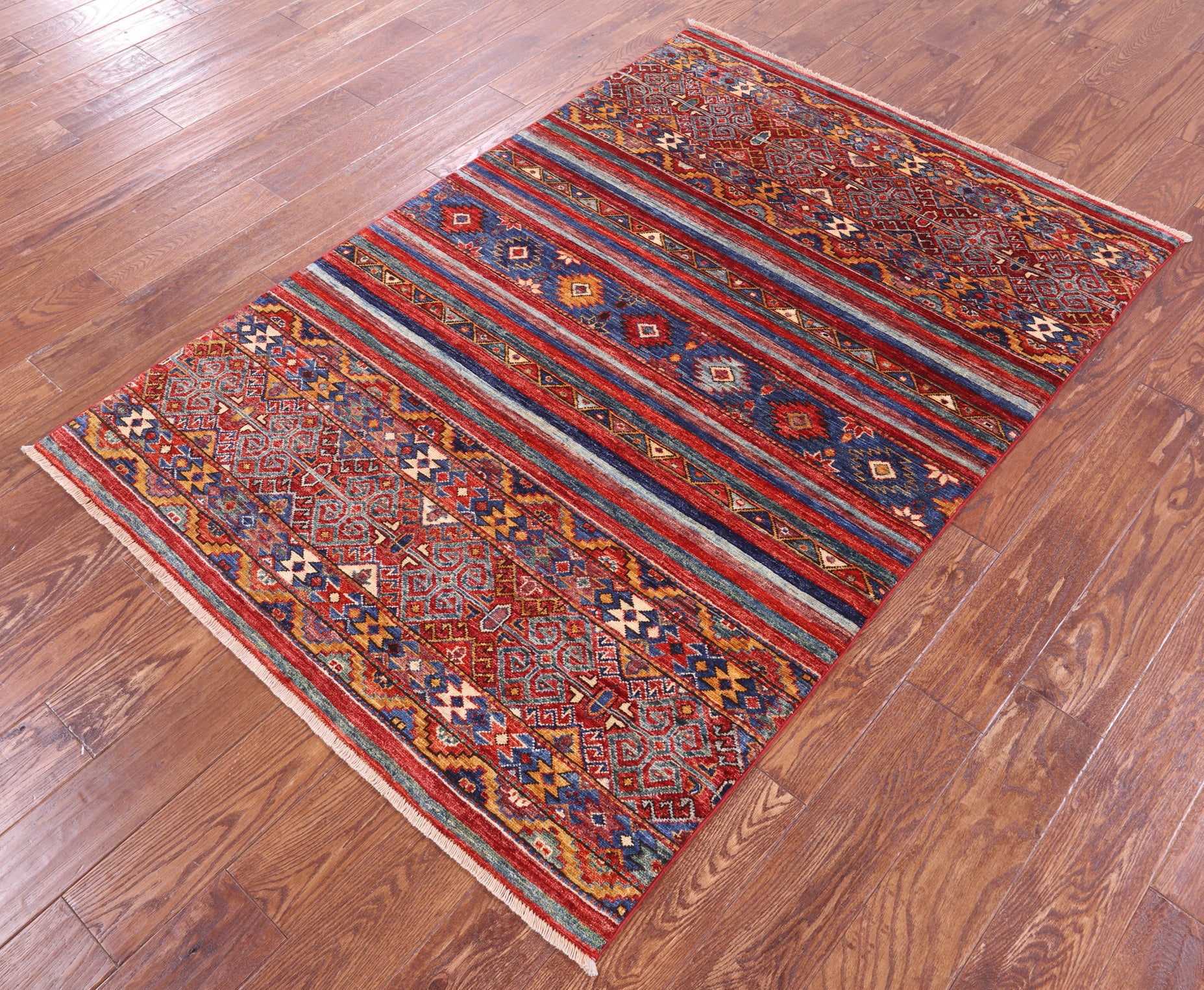 Khorjin Persian Gabbeh Hand Knotted Wool Rug - 4' 1" X 5' 10" - Golden Nile